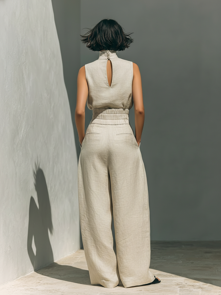 Luna | Completo Minimalista Canotta e Pantaloni Larghi Donna 4