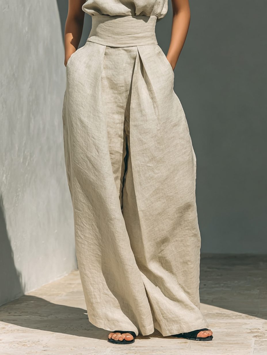 Luna | Completo Minimalista Canotta e Pantaloni Larghi Donna 6