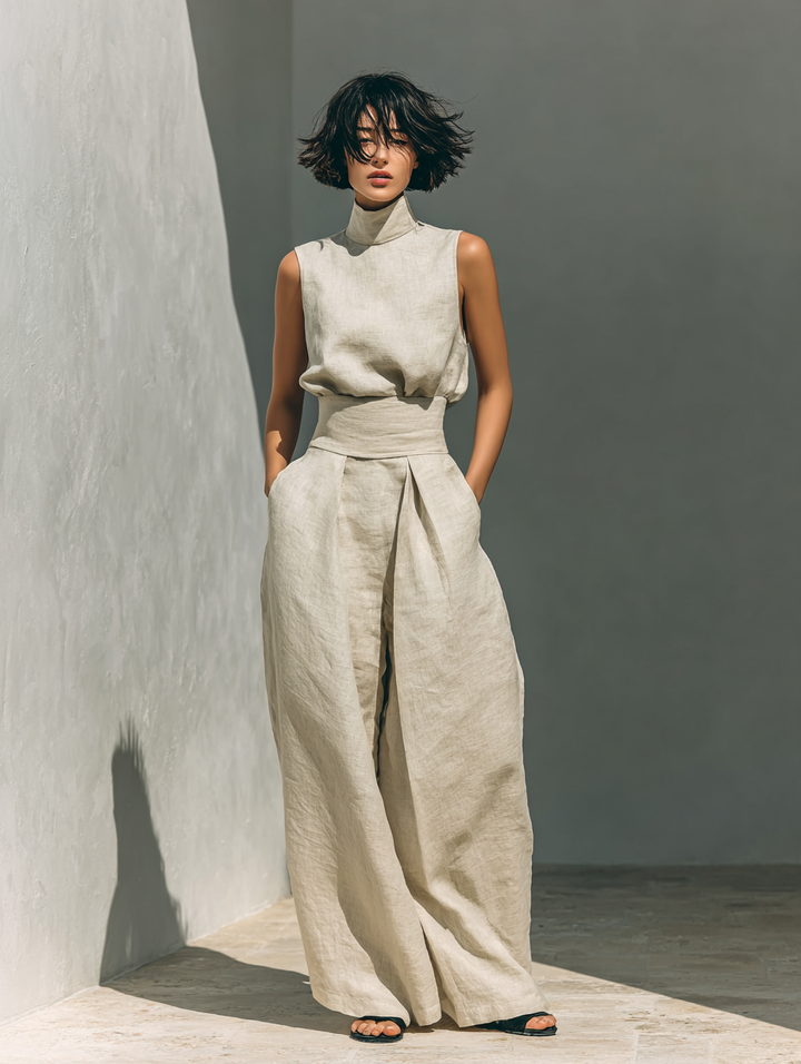 Luna | Completo Minimalista Canotta e Pantaloni Larghi Donna 7