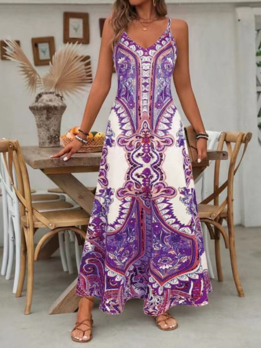 Luna | Elegante Abito Lungo Estivo per Donna con Stampa Paisley 2