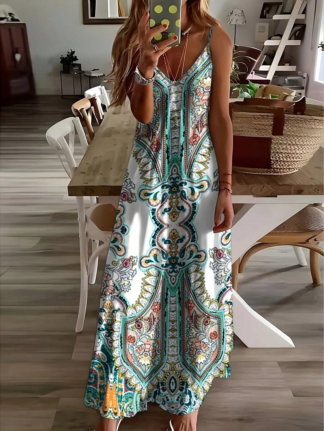 Luna | Elegante Abito Lungo Estivo per Donna con Stampa Paisley 5