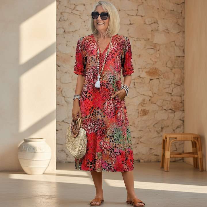 Luna | Elegante Abito Midi Donna Casual Chic con Tasche 0