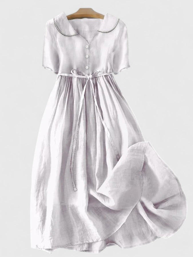 Luna | Elegante Abito Midi in Misto Lino 1