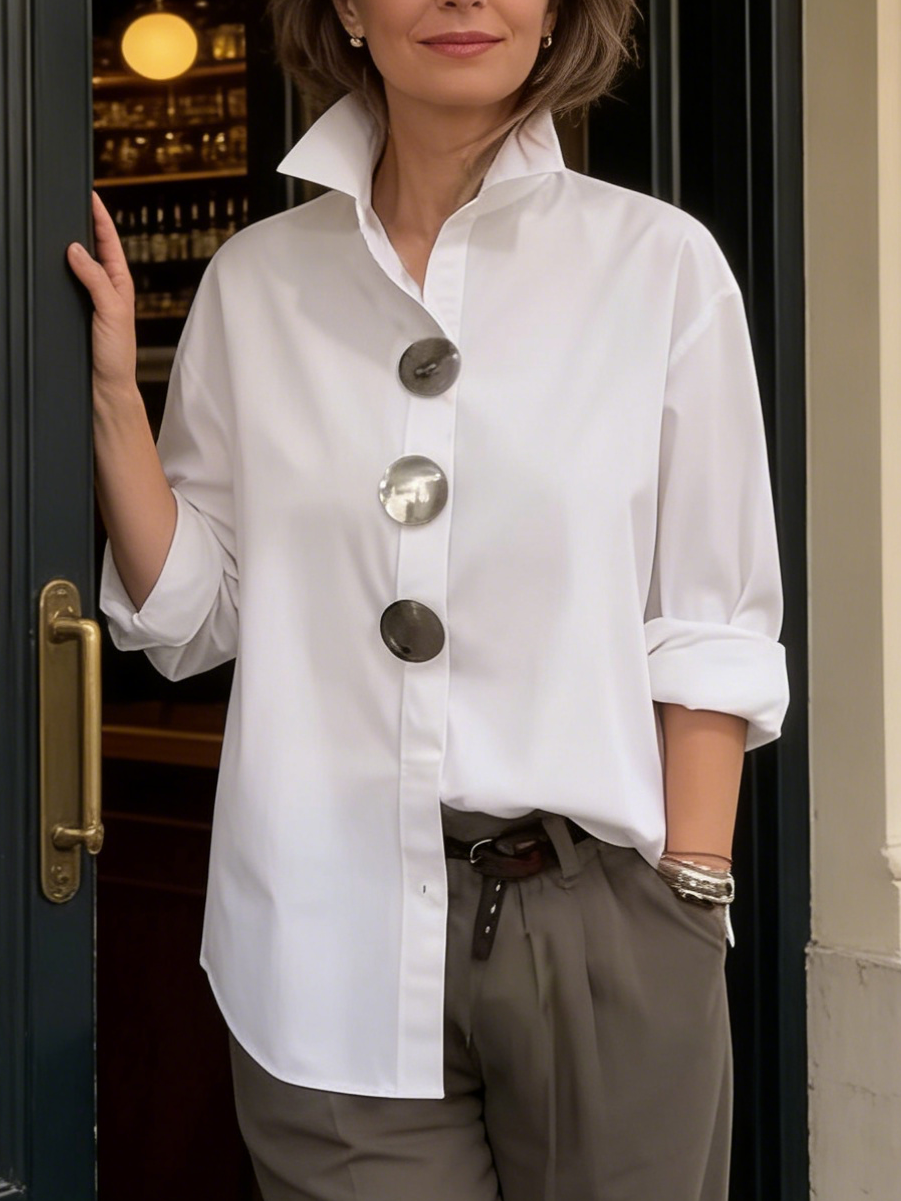 Luna | Elegante Blusa Donna con Colletto Alto, Tessuto Traspirante e Stile Versatile 3