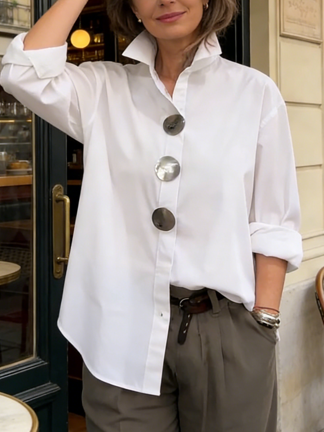 Luna | Elegante Blusa Donna con Colletto Alto, Tessuto Traspirante e Stile Versatile 6