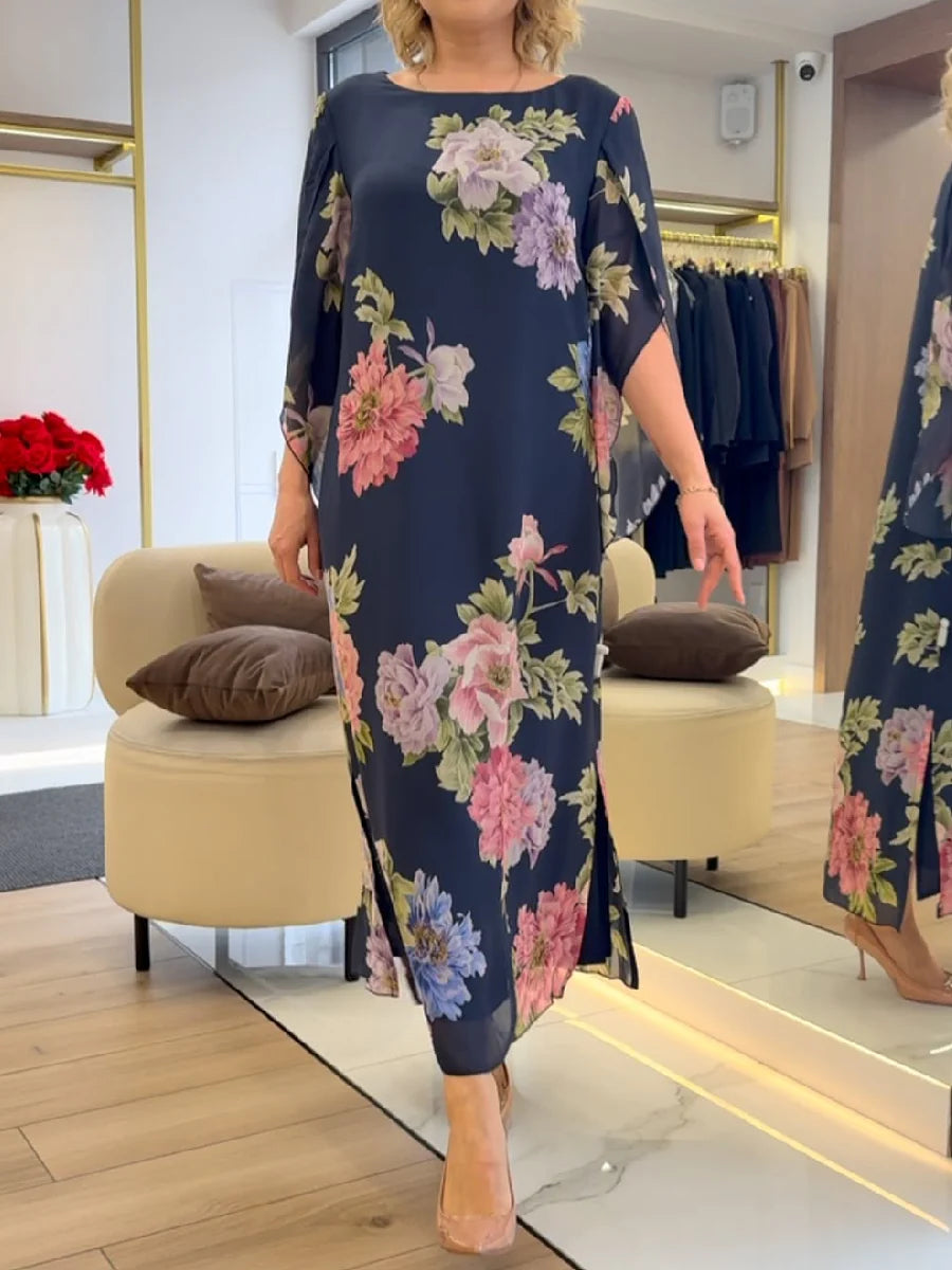 Luna | Elegante Maxi Abito Donna Floreale in Chiffon Leggero 0