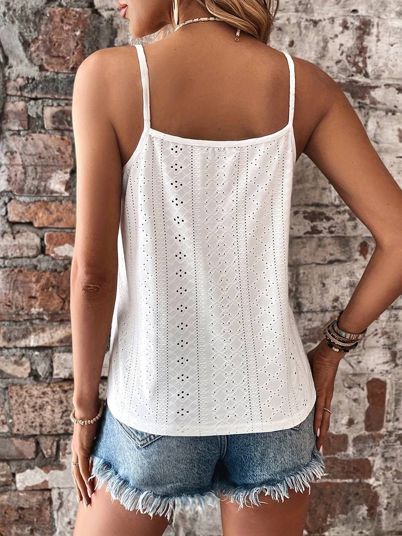 Luna | Elegante e Leggero Canottiere Donna con Scollo a V e Ricami per l'Estate 1