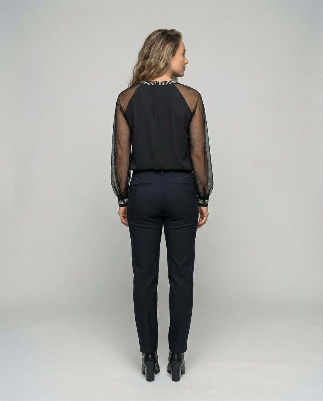 Luna | Top Eleganti da Cerimonia Donna con Maniche Trasparenti e Paillettes 3