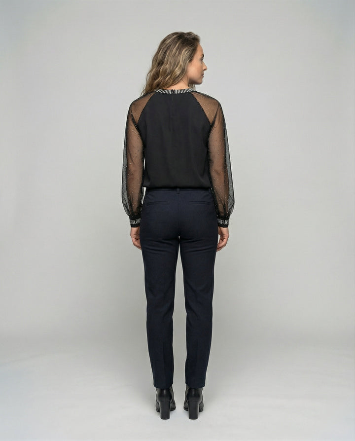 Luna | Top Eleganti da Cerimonia Donna con Maniche Trasparenti e Paillettes 3