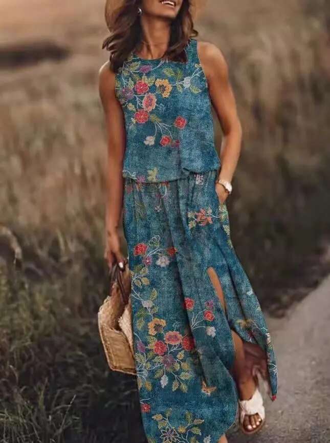 Lunara | Abito Maxi Estivo Elegante e Fluido senza Maniche 3