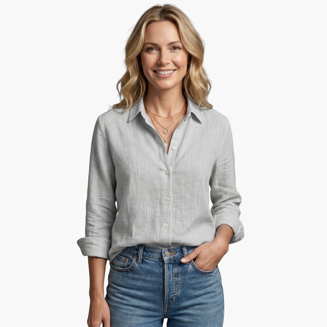 Lunara | Elegante Camicia Donna Azzurra a Maniche Lunghe – Versatile e Comfortevole 3