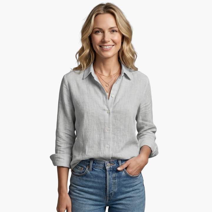 Lunara | Elegante Camicia Donna Azzurra a Maniche Lunghe – Versatile e Comfortevole 3