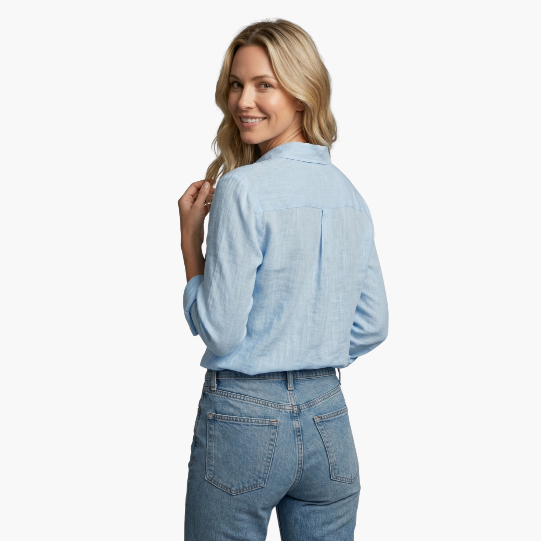 Lunara | Elegante Camicia Donna Azzurra a Maniche Lunghe – Versatile e Comfortevole 8