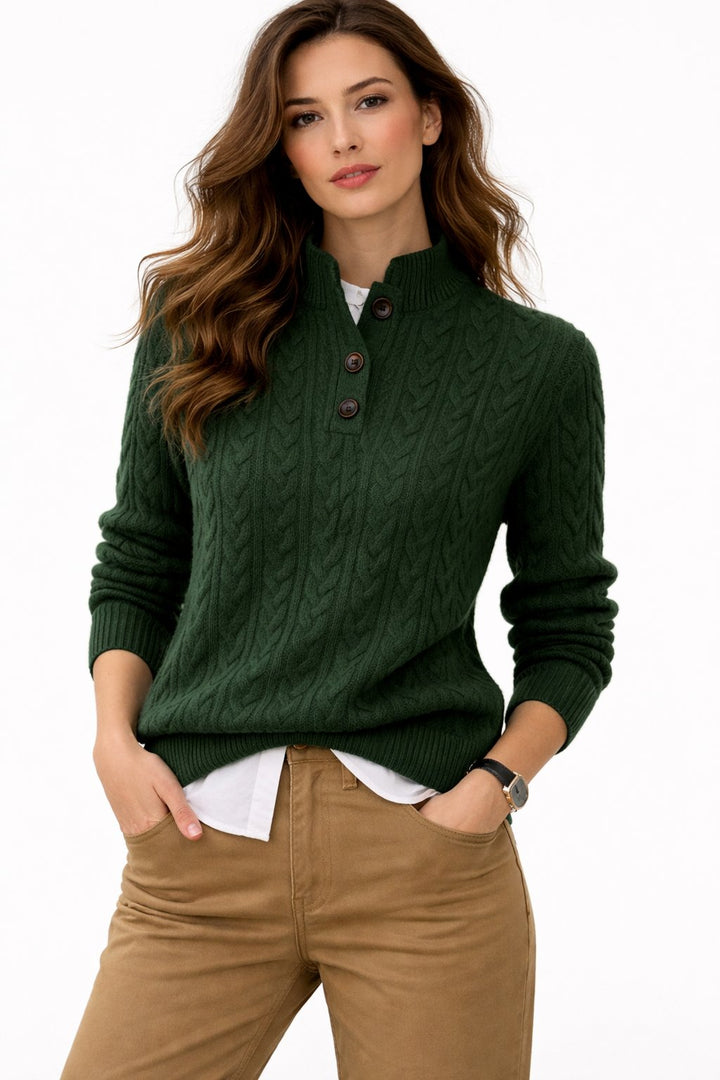 Madison | Comodo e caldo maglione a trecce con scollo a bottoni 1