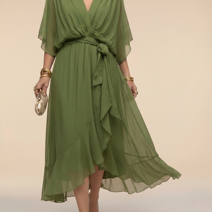 Margherita | Elegante Abito Midi Cerimonia con Scollo a V per Donna 1