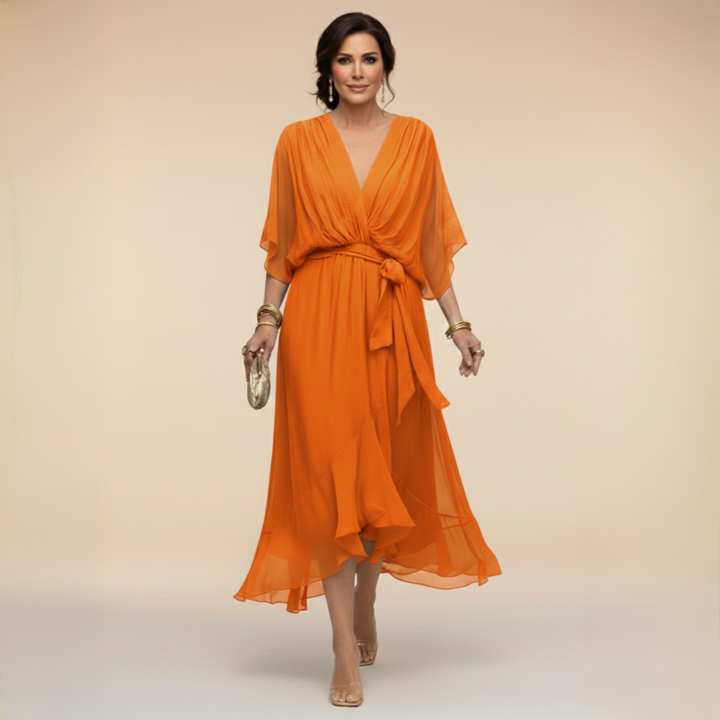 Margherita | Elegante Abito Midi Cerimonia con Scollo a V per Donna 10