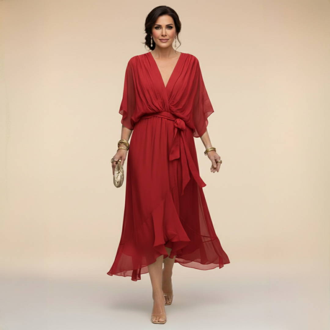 Margherita | Elegante Abito Midi Cerimonia con Scollo a V per Donna 12