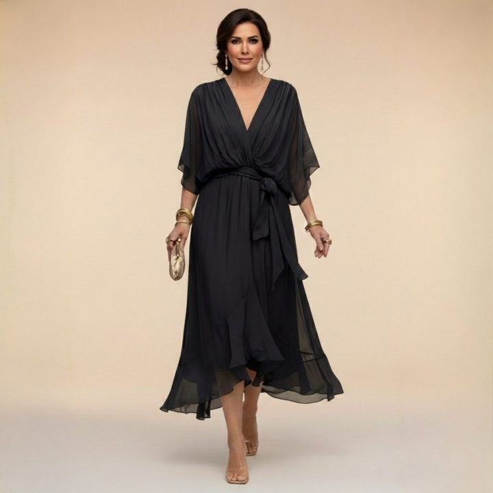 Margherita | Elegante Abito Midi Cerimonia con Scollo a V per Donna 4