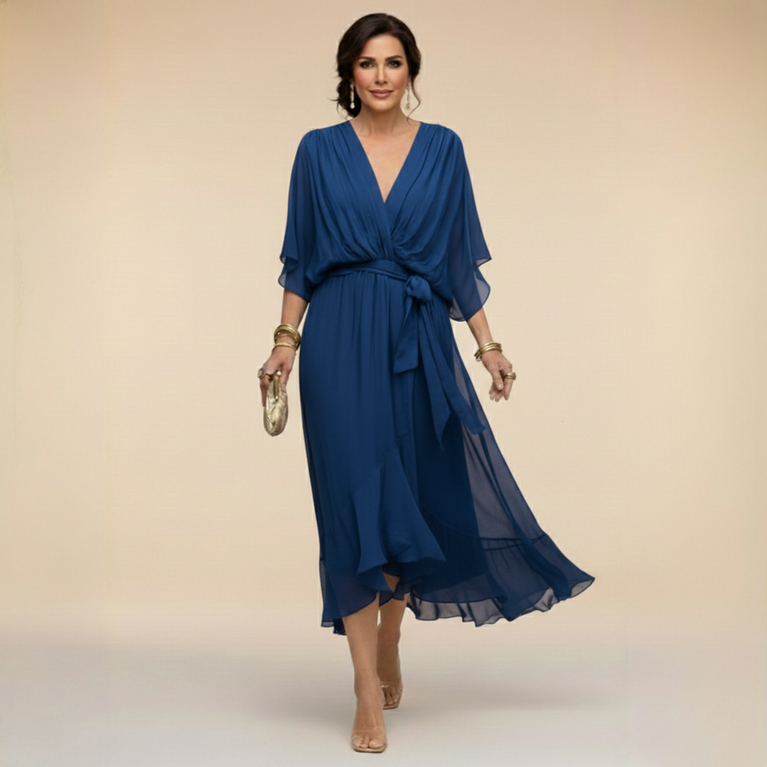 Margherita | Elegante Abito Midi Cerimonia con Scollo a V per Donna 5