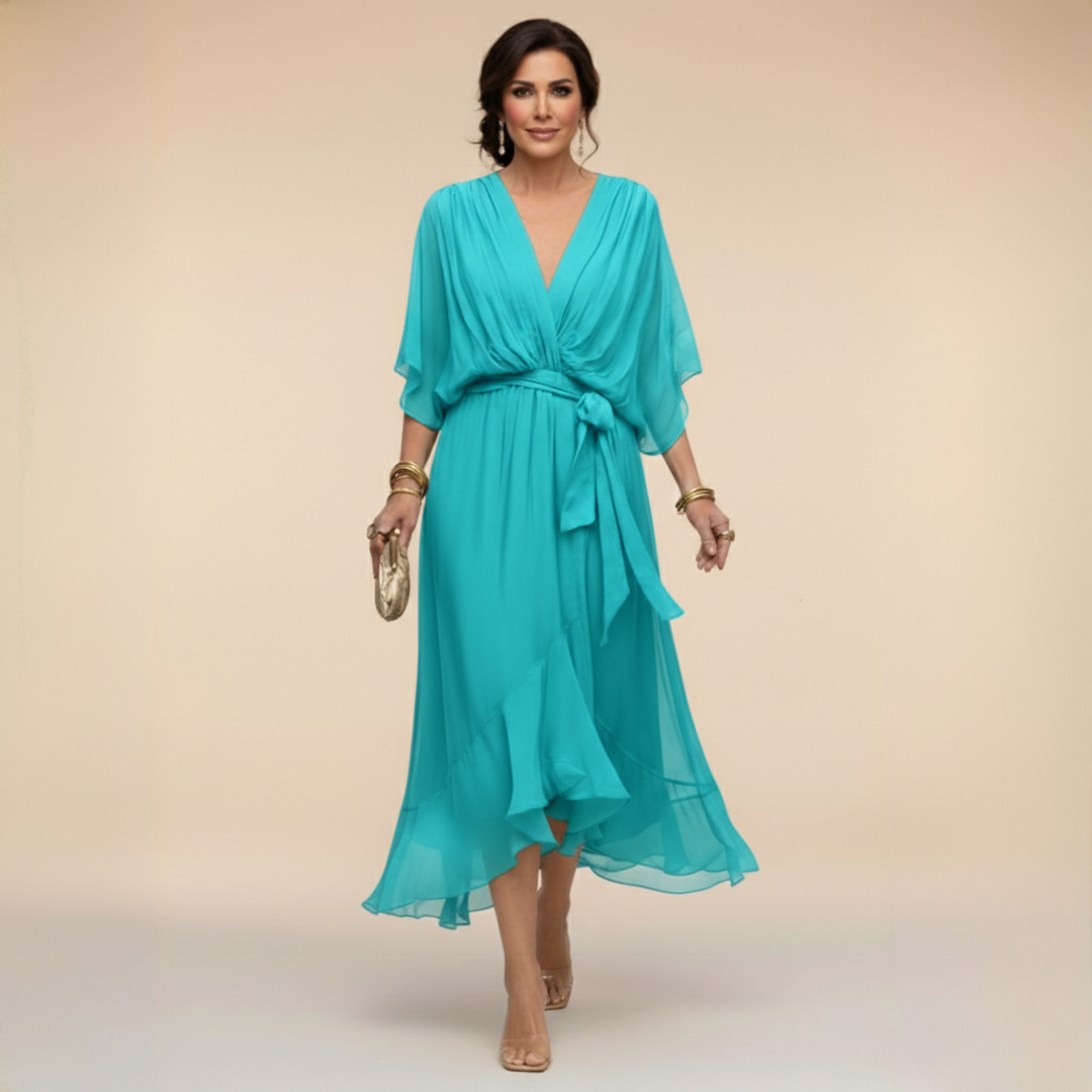 Margherita | Elegante Abito Midi Cerimonia con Scollo a V per Donna 7