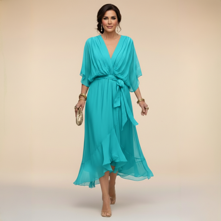Margherita | Elegante Abito Midi Cerimonia con Scollo a V per Donna 7