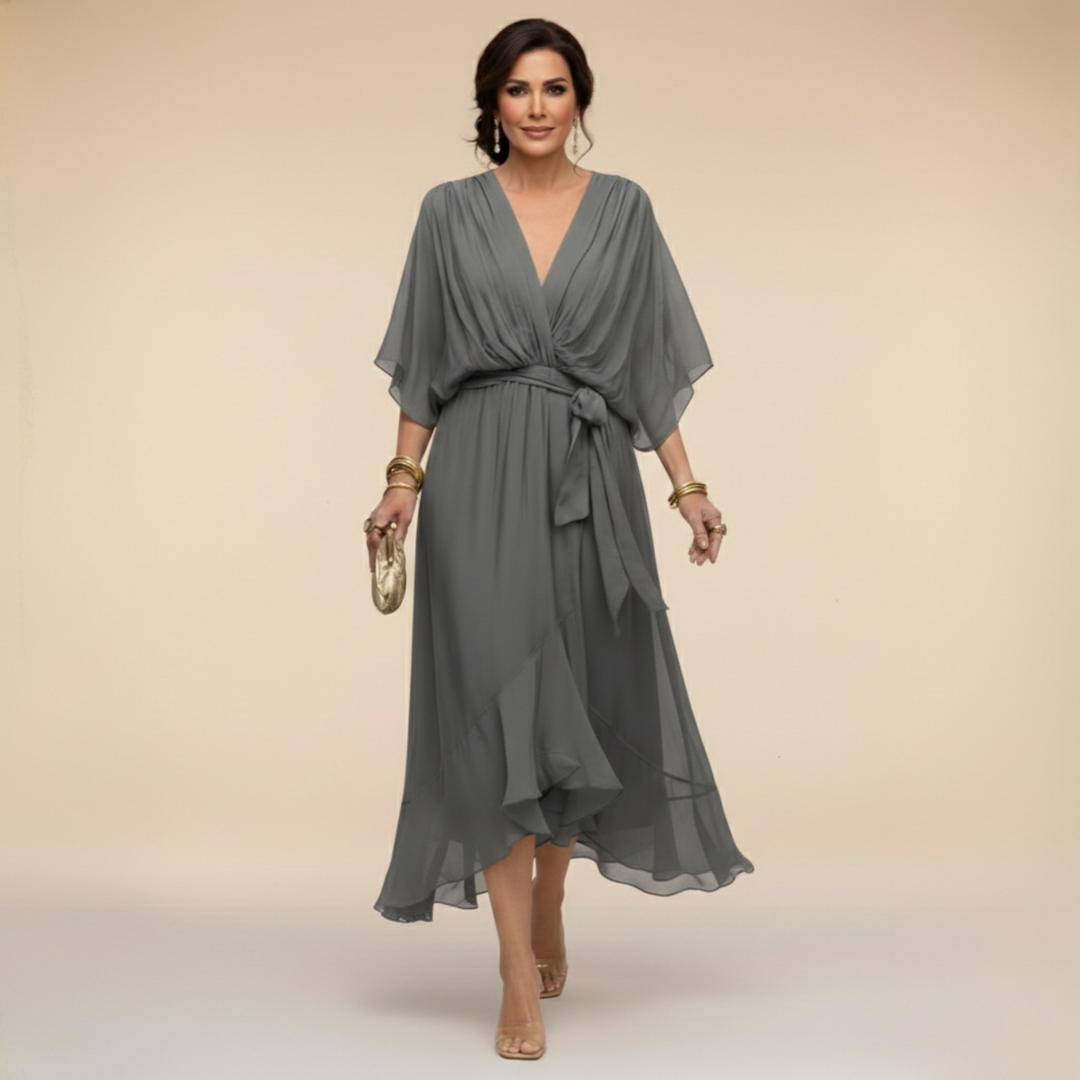 Margherita | Elegante Abito Midi Cerimonia con Scollo a V per Donna 8
