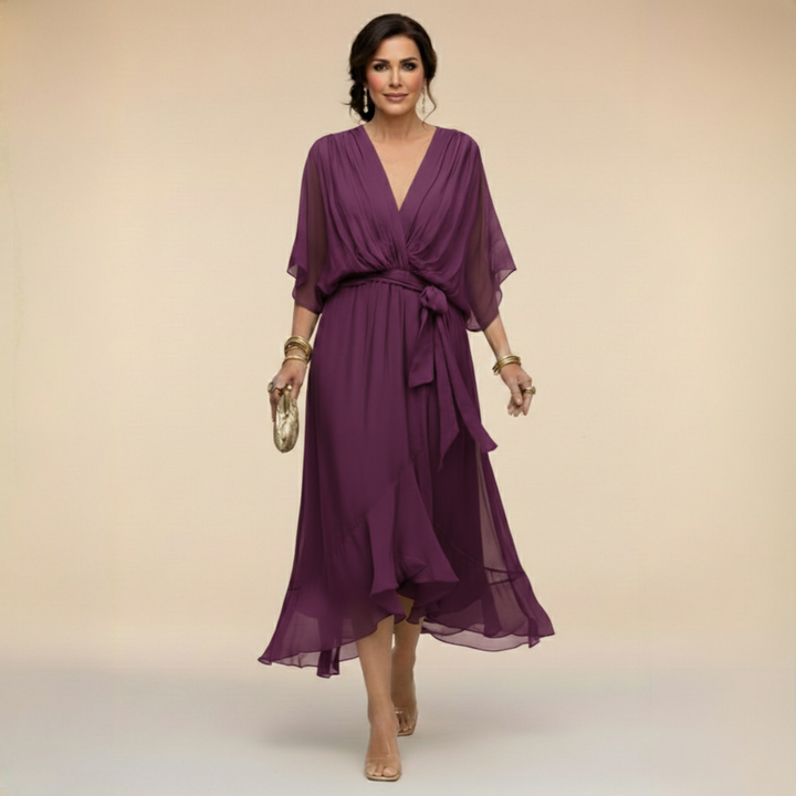 Margherita | Elegante Abito Midi Cerimonia con Scollo a V per Donna 9