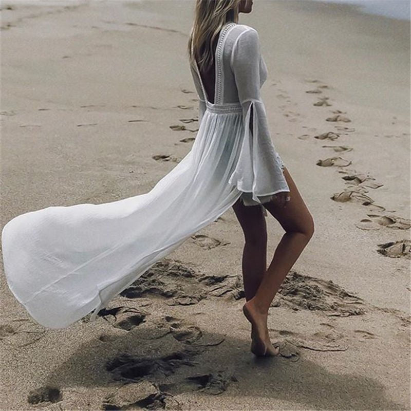 Martina | Comodo kimono/tunica lunga da spiaggia con schiena scoperta 2