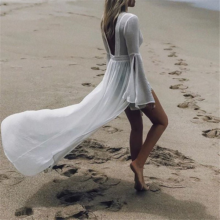 Martina | Comodo kimono/tunica lunga da spiaggia con schiena scoperta 2