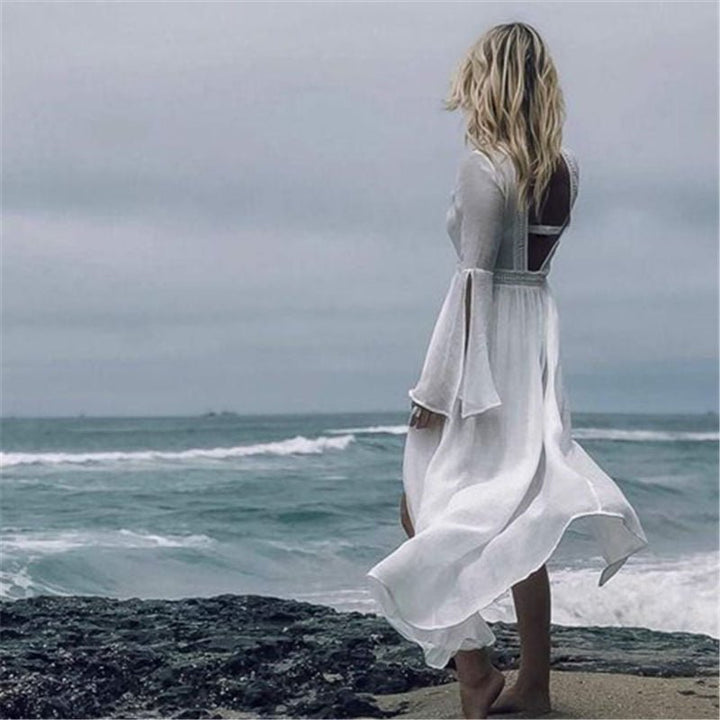 Martina | Comodo kimono/tunica lunga da spiaggia con schiena scoperta 6