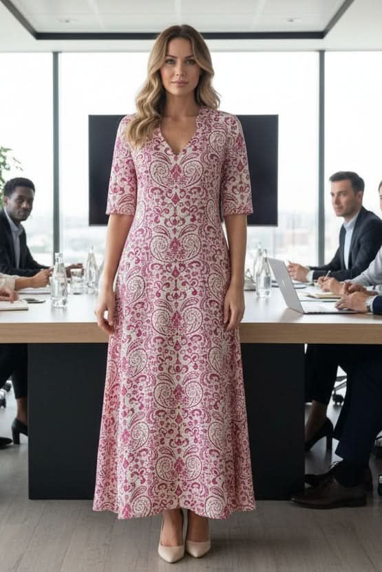 Matilde | Abito maxi con scollo a V floreale bohémien 5