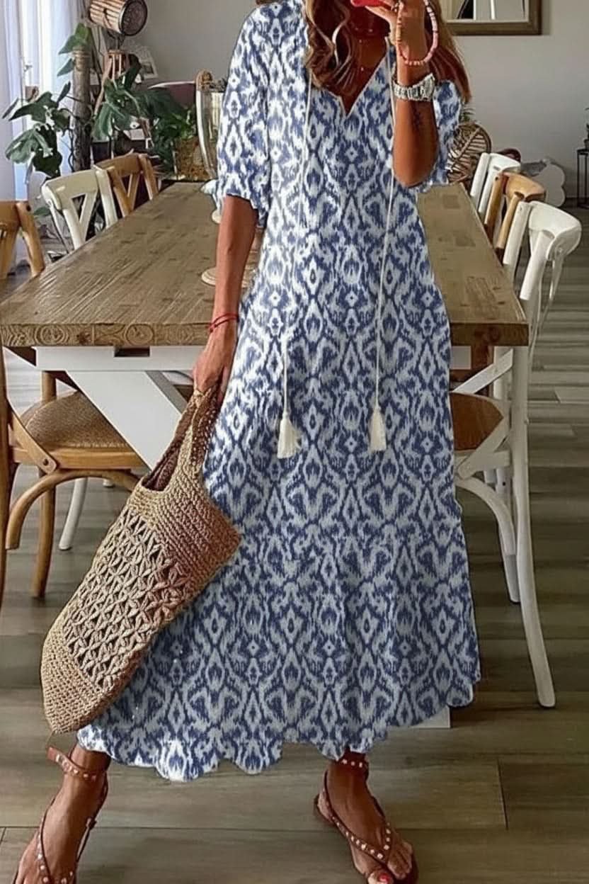 Matilde | Abito maxi con scollo a V floreale bohémien 6