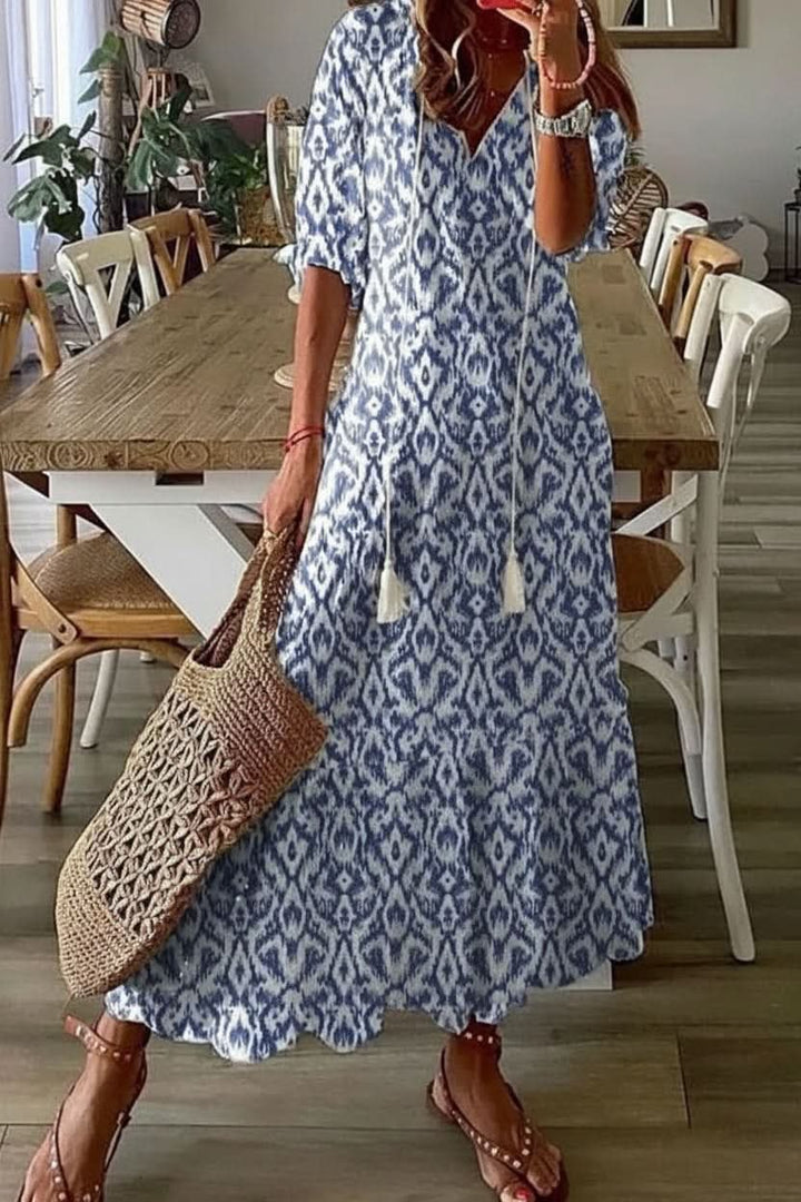 Matilde | Abito maxi con scollo a V floreale bohémien 6