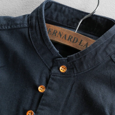 Matteo | Camicia Uomo in Lino Traspirante con Colletto Coreano 1