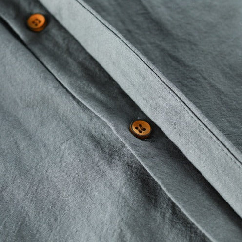 Matteo | Camicia Uomo in Lino Traspirante con Colletto Coreano 2