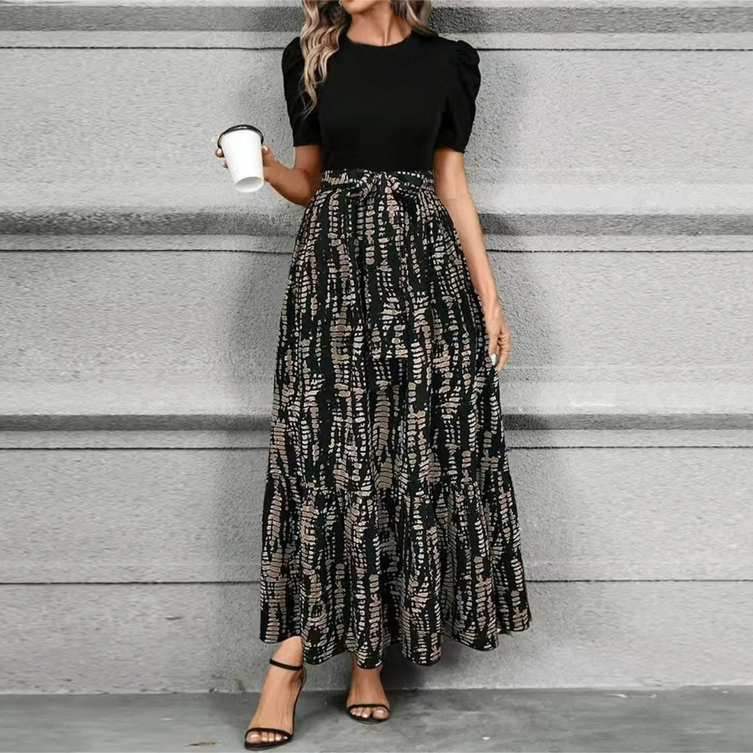 Maya | Elegante Abito Estivo Maxi con Maniche a Sbuffo e Stampa Botanica per Donna 1
