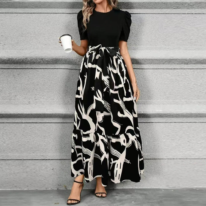 Maya | Elegante Abito Estivo Maxi con Maniche a Sbuffo e Stampa Botanica per Donna 2