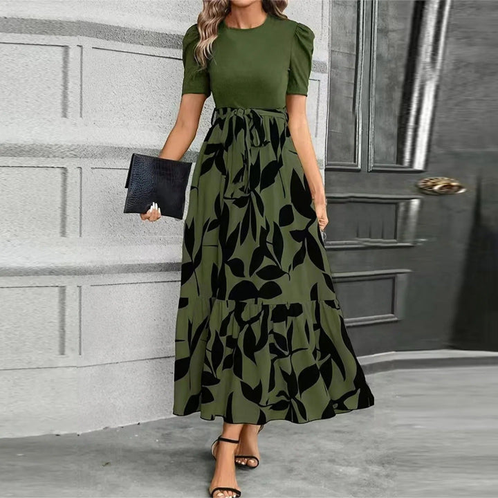 Maya | Elegante Abito Estivo Maxi con Maniche a Sbuffo e Stampa Botanica per Donna 3