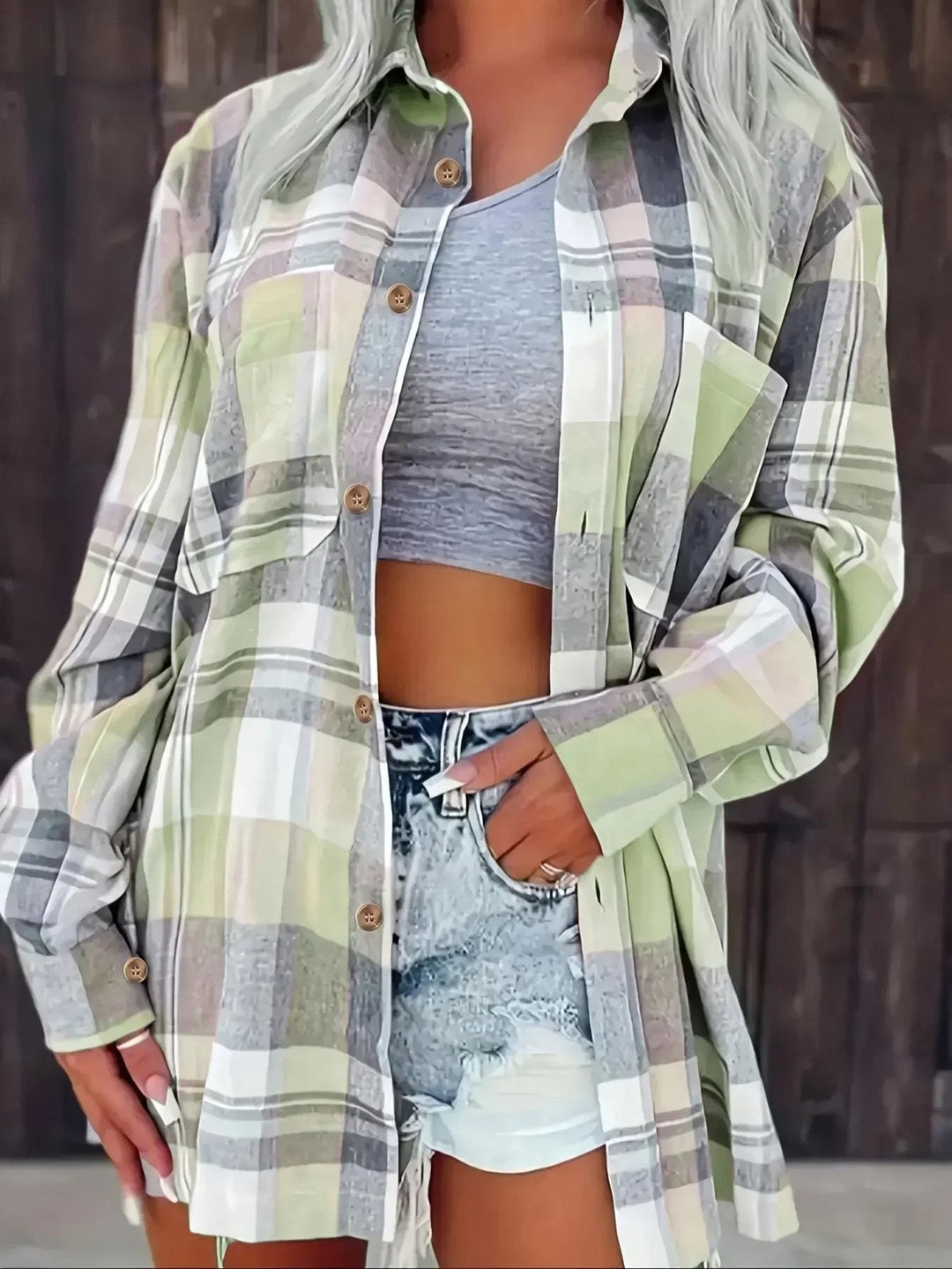 Mia | Camicia di flanella a quadri oversize 11