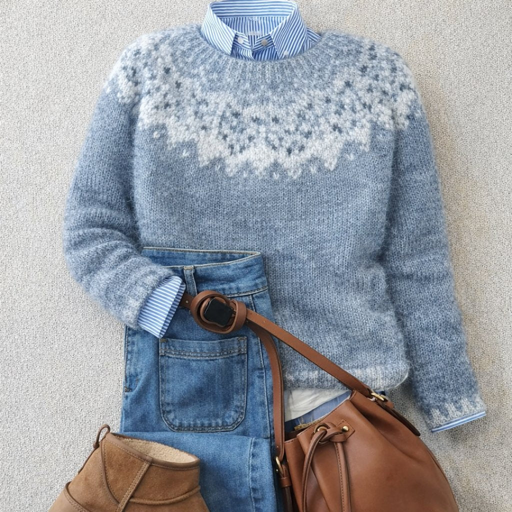 Mia | Maglione girocollo da donna a vestibilità comoda con motivo Fair Isle nordico 0