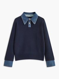 Clara | Maglione comodo ed elegante con collo in denim