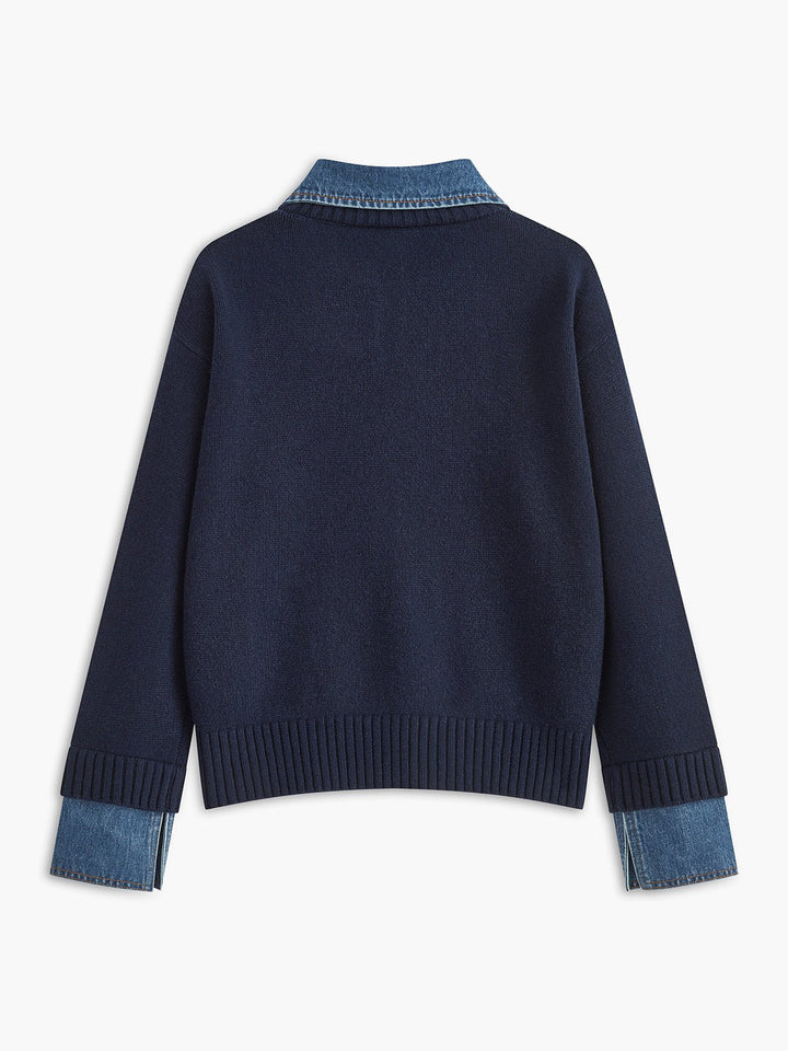 Mia | Maglione polo da donna con colletto in denim 2
