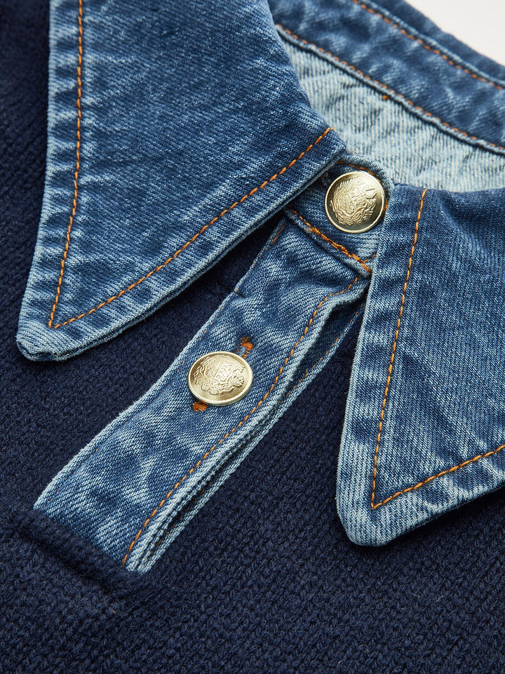 Mia | Maglione polo da donna con colletto in denim 3