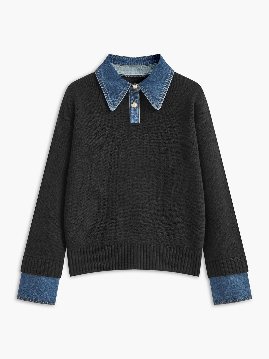 Mia | Maglione polo da donna con colletto in denim 5