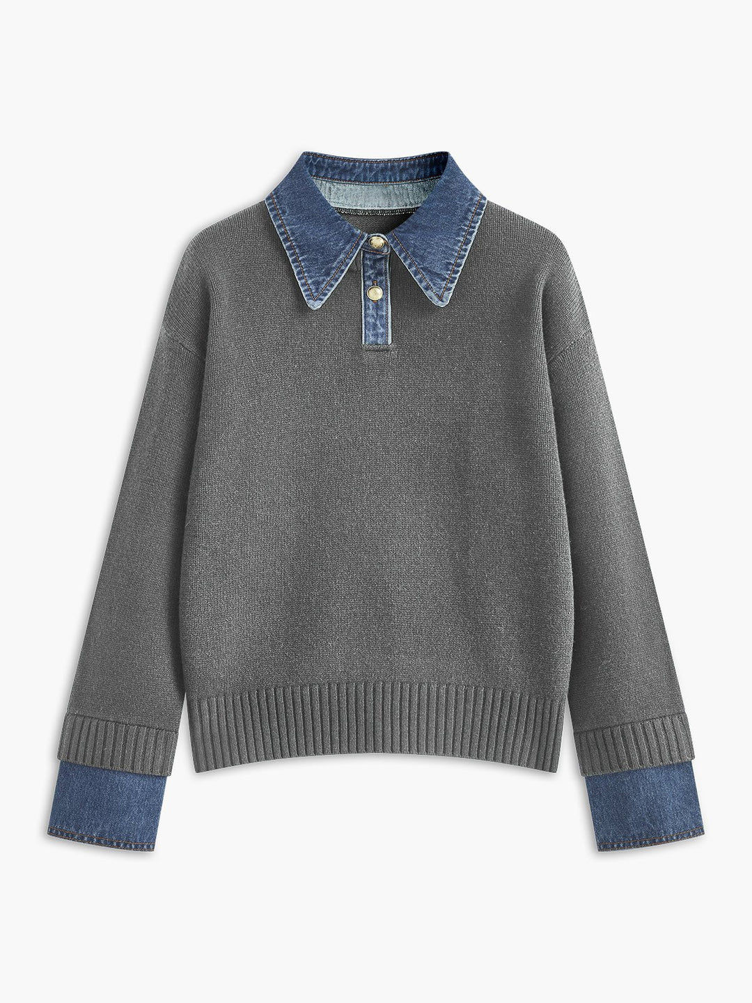Mia | Maglione polo da donna con colletto in denim 6