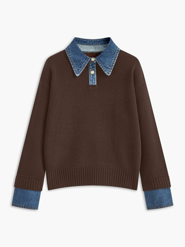 Mia | Maglione polo da donna con colletto in denim 7