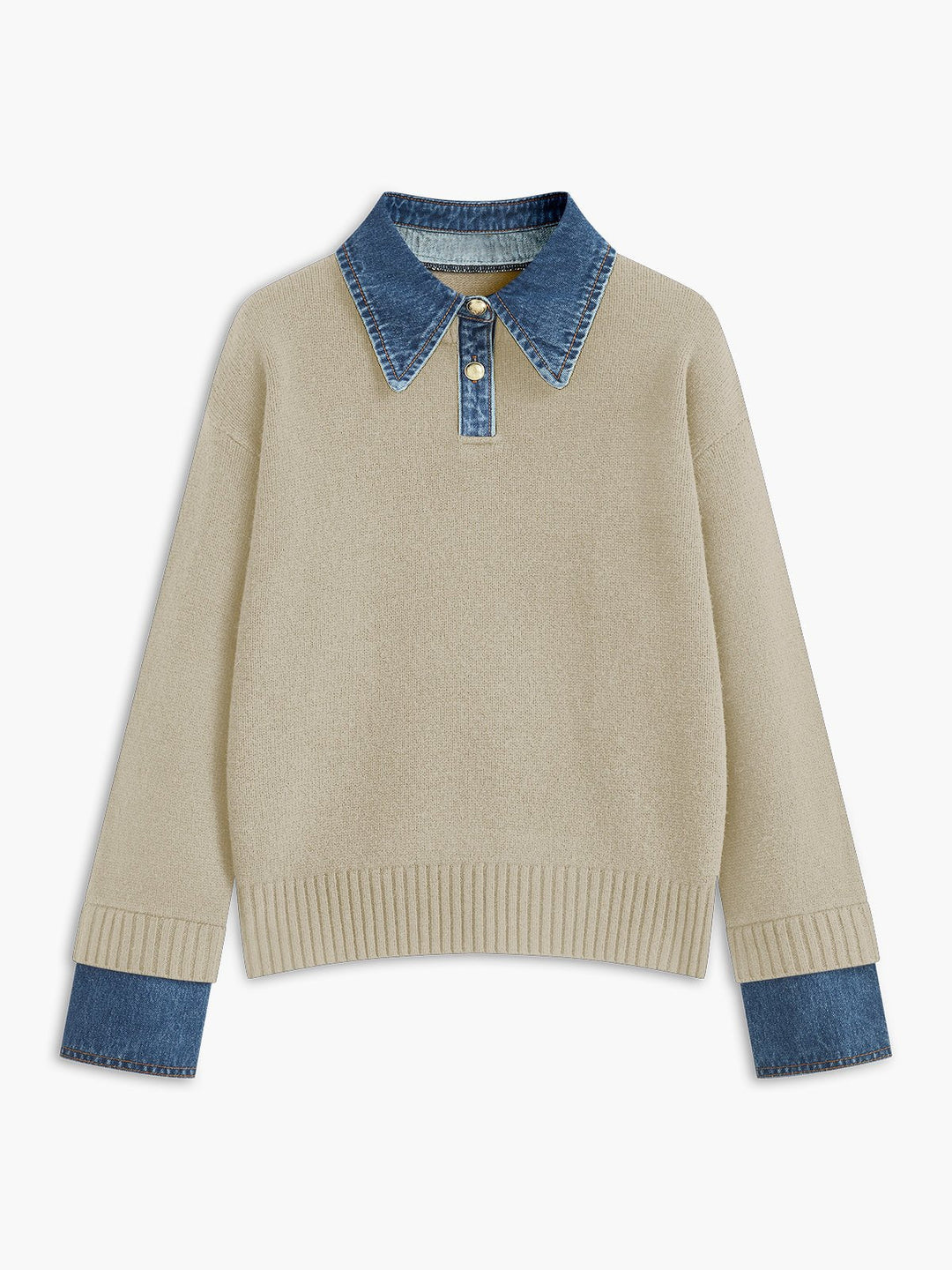 Mia | Maglione polo da donna con colletto in denim 8