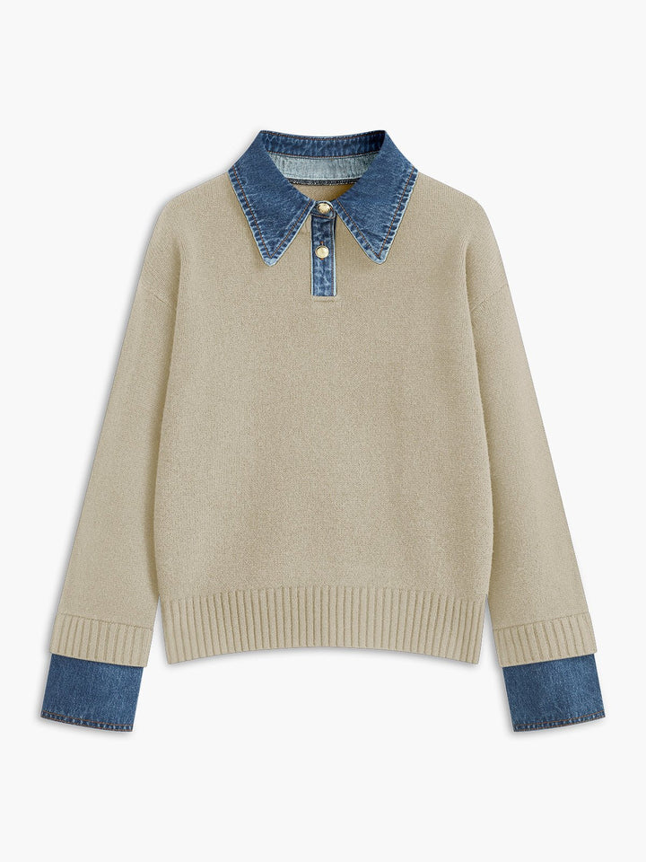 Mia | Maglione polo da donna con colletto in denim 8