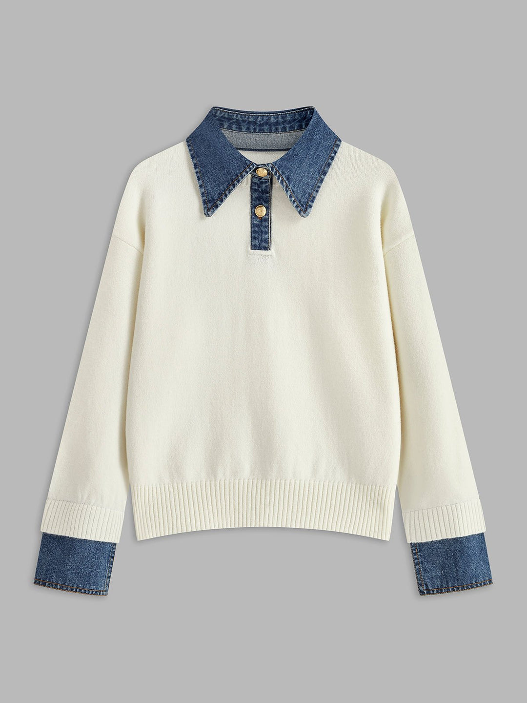 Mia | Maglione polo da donna con colletto in denim 9