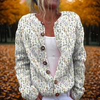 Serena | Cardigan Artistico in Maglia con Stampa Floreale